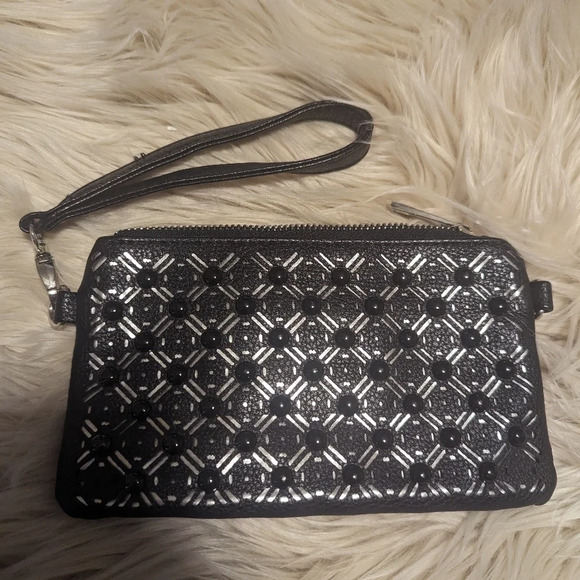 Handbags - Black wristlet with black bread embellishments